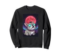French Bulldog Howling at the Moon Urban 80s Sci Fi Night Sweatshirt