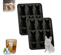 French Bulldog Ice Cube Mold, Fun Animal Shape 3D Popsicle Molds, Molds with Homemade Drink Decoration, Cute Novelty Dog Flexible Ice Maker for Bulldog Lover,Whiskey Party Drinks (2)