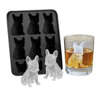 French Bulldog Ice Cubes Moulds, Molds with Homemade Drink Decoration, Fun Animal Shape 3D Popsicle Molds, Cute Dog Soft Mould Flexible for Bulldog Lover, Whiskey Party Drinks
