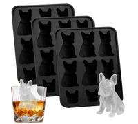 French Bulldog Ice Mould, 3D Fun Animal Shape Popsicle Mould, Cute Dog Soft Mould Flexible for Bulldog Lover, Easy Release French Bulldog Gift, Whiskey Party Drinks (A)