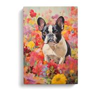 French Bulldog Impressionism Canvas Print for Living Room Bedroom Home Office Décor, Wall Art Picture Ready to Hang, 30x20 Inch (76x50 cm)