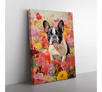 French Bulldog Impressionism Canvas Print for Living Room Bedroom Home Office Décor, Wall Art Picture Ready to Hang, 76x50 cm (30x20 Inch)