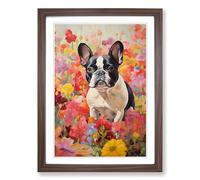 French Bulldog Impressionism Framed Wall Art Print, Ready to Hang Picture for Living Room Bedroom Home Office, Walnut A2 (48 x 66 cm)