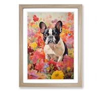 French Bulldog Impressionism Framed Wall Art Print, Ready to Hang Picture for Living Room Bedroom Home Office, Oak A2 (48 x 66 cm)