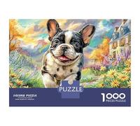 French Bulldog in Street Jigsaw Puzzles for Adults The Impossible Challenge 1000 Pieces Flower Bulldog Difficult Hard Jigsaw Puzzles for Man And Woman with Letters on Back 70x50cm/1000pcs