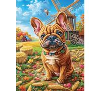 French Bulldog in Wheat Field 300 Piece Complete DIY Jigsaw Puzzle Mitos Cuento De Hadas Collectors Mind Relaxation Educational Decorative Puzzle Gifts for Adults Recycled Cardboard 300 PCS