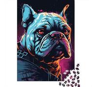 French Bulldog Jigsaw Puzzles 1000 Piece Recycled Paper Neon ArtPuzzle for Adults Jigsaw Puzzle Difficult Challenging Family Game Festivals Birthday Gifts 52x38cm/1000pcs