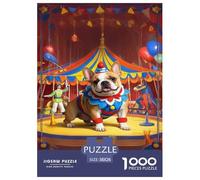 French Bulldog Jigsaw Puzzles 1000 Pieces Challenge Game for Adults,Circus - Themed Impossible Jigsaw Puzzle 1000 Piece Educational Games Home Decoration 38x26cm/1000pcs