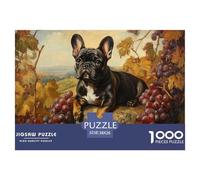 French Bulldog Jigsaw Puzzles 1000 Pieces Challenge Game for Adults,Pastoral Vineyard Scene Impossible Jigsaw Puzzle 1000 Piece Educational Games Home Decoration 38x26cm/1000pcs