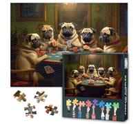 French Bulldog Jigsaw Puzzles 1000 Pieces for Adults Dog on The Card Table Puzzle Dog Jigsaw Puzzles Home Wall Decoration Adult and Adolescent Family Toy Finished Size: 70x50cm
