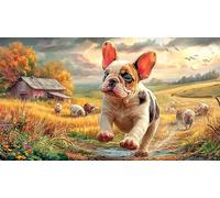 French-Bulldog Jigsaw Puzzles 1000Pc Educational Game Challenge Recycled Paper Impossible Hard Difficult for Adults and Kids Age 12 Years + 38x26/1000pcs