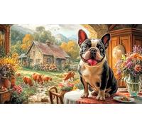 French-Bulldog Jigsaw Puzzles 1000Pc Recycled Paper Educational Game Decompression Beautiful Decoration Puzzle for Adults and Kids 38x26/1000pcs