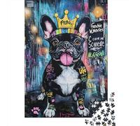 French Bulldog Jigsaw Puzzles Puzzle for Adults Kids. 1000 Piece Colorful Graffiti Impossible Challenge Toy Home Decoration for Gifts 1000pcs (75x50cm)