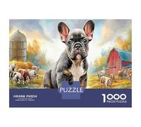 French Bulldog Jigsaw Puzzles Puzzle for Adults Kids. 1000 Piece Interesting Whimsical Challenge Toy Educational Game Home Decoration for Educational Games Gifts 52x38cm/1000pcs