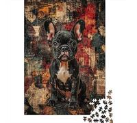 French Bulldog Jigsaw Puzzles Puzzle for Adults Kids. 1000 Pieces Abstract Art Dog Impossible Challenge Toy Home Decoration for Adults& Kids Age 14 Years Up 1000pcs (75x50cm)