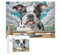 French Bulldog Jigsaw Puzzles Puzzle for Adults Kids. 500 Pieces Cute Pet Impossible Challenge Toy Educational Game Home Decoration for Educational Games Gifts 500 PCS