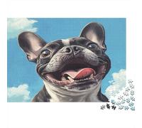 FRENCH BULLDOG Jigsaw Puzzles Puzzles for Adults Kids. 1000 Piece Blue Sky Clouds Impossible Challenge Toy Home Decoration for Gifts 1000pcs (75x50cm)