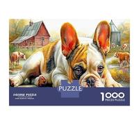French Bulldog Jigsaw Puzzles Puzzles for Adults Kids. 1000 Pieces Animal Whimsical Challenge Toy Educational Game Home Decoration for Adults& Kids Age 14 Years Up 70x50cm/1000pcs