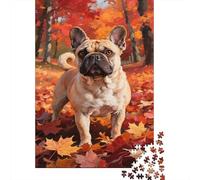 French Bulldog Jigsaw Puzzles Puzzles for Adults Kids. 1000 Pieces Autumn Forest Great Gifts Challenge Toy Home Decoration for Adults& Kids Age 14 Years Up 1000pcs (75x50cm)