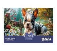 French Bulldog Jigsaw Puzzles Puzzles for Adults Kids. 1000 Pieces Autumn Garden Impossible Challenge Toy Home Decoration for Gifts 70x50cm/1000pcs