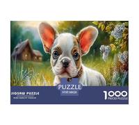 French Bulldog Jigsaw Puzzles Puzzles for Adults Kids. 1000 Pieces Autumn Meadow Challenge Toy Home Decoration for Adults& Kids Age 14 Years Up 38x26cm/1000pcs