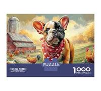 French Bulldog Jigsaws 1000 Piece Puzzle on A Farm Challenge High Difficulty Impossible Wall Decor for Adults Kids 70x50cm/1000pcs