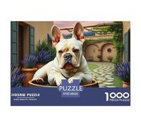 French Bulldog) Jigsaws for Adults Impossible And Difficult Challenge 1000 Pieces Pet Dog Challenging Puzzle Games Educational Games There Are Letters on The Back 38x26cm/1000pcs