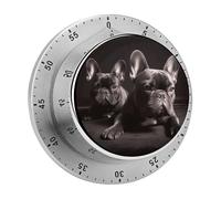 French Bulldog Kitchen Timer - Mechanical Visual Timer, Stainless Steel Digital Timers with Magnetic Base Egg Timers for Hard Boiled Eggs 60-Minute Countdown Kitchen Clock for Cooking