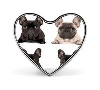 French Bulldog Lapel Pin Elegant Heart Shape Brooch Badge Funny Personalized Pinback Button Badge Fashion Cute Heart Brooch Pins for Bag Jacket Clothes Accessories