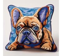 French Bulldog Latch Hook Kits Pillow Printed Canvas Handmade Cushion Latch and Hook Crochet Yarn Embroidery Kit DIY Pillowcase Christmas Decoration 43x43cm(1)