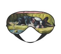 French Bulldog Lies On The Green Sofa Sleep Mask Eye Mask with Adjustable Strap, Eye Sleep Shade Cover Blocks Light for Women Men Airplane Travel Nap Meditation