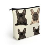 French Bulldog Linen Cosmetic Pouch with Secure Zipper, Lightweight Washable Multi Purpose Toiletry Storage Bag, Portable Makeup Carry Sack for Holiday Trip Daily Organiser