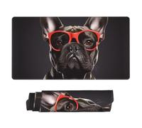 French Bulldog Mouse Pad Large Desk Mat XL PU Leather Desk Pad Waterproof Gaming Mousepad Easy Clean Desks Protector Mat Keyboard Mats, Writing Pads for Office Home 29.5 x 16 in