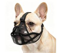 French Bulldog Muzzle, Lightweight Soft Dog Muzzle Short Snout, Breathable Short Snout Dog Muzzles With Eye Holes, Adjustable Soft Dog Muzzles For Anti Bitting Chewing Barking Training (Black, S)