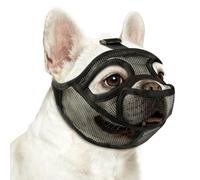 French Bulldog Muzzle, Soft Mesh Short Snout Muzzle with Mouth Opening & Enlarged Eye Holes, Allows Panting, Drinking & Feeding, Prevents Biting for Shih Tzu Pug English Bulldog(XL,Black)