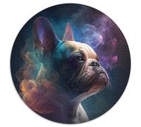 French Bulldog Nebula Adult Jigsaw Puzzles 1000 Pieces Round Jigsaw Puzzle 1000 Pieces Skill Level Beginner, Great for Birthday 67.5x67.5cm