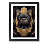 French Bulldog Nouveau Framed Wall Art Print A2 Black | Ready to Hang, Premium Gi Paper, Fade-Resistant Inks, Securely Packaged, UK Made