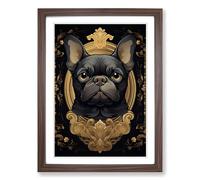 French Bulldog Nouveau Framed Wall Art Print A2 Walnut | Ready to Hang, Premium Gi Paper, Fade-Resistant Inks, Securely Packaged, UK Made