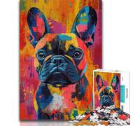 French Bulldog Oil Painting 1000 Piece Jigsaw Puzzle for Adults And Teenagers,Toys Educational Games Stress Relieving Suitable for Desktop Decoration (38x26cm)