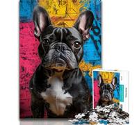 French Bulldog Oil Painting 1000 Pieces Jigsaw Puzzles For Teens And Adults,Stress Reliever Difficult Challenge Enhance Love between Couples 50x75cm