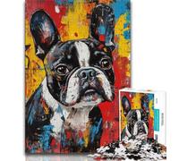 French Bulldog Oil Painting 1000 Pieces Jigsaw Puzzles For Teens And Adults,Stress Reliever Difficult Challenge Enhance Love between Couples 50x75cm
