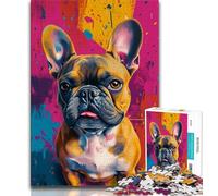 French Bulldog Oil Painting Jigsaws 1000 Pieces for Adults,Challenging To Complete But Fun And Humorous Educational Game for Birthday 38x26cm