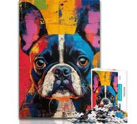 French Bulldog Oil Painting Puzzles for Adults Teens 1000 Pieces,Help The Brain Exercise Addictive Toys to Cultivate Patience Great Gift (38x26cm)