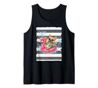 French Bulldog on a Floating Flamingo Tank Top