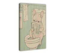French Bulldog on A Toilet Canvas Poster Bedroom Decor Landscape Office Room Decor Gift 16x24inch(40x60cm)