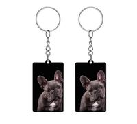 French Bulldog on Dark Acrylic Keychain with Key Rings Funny Key Chain Gift For Father's Day Mother's Day Christmas