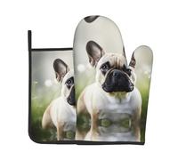 French Bulldog Oven Mitts And Pot Holders Set - Gloves For Kitchen Cooking Microwave,Bbq-Heat Resistance