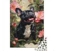 French Bulldog Painting Art-1 Jigsaw Puzzles Puzzles for Adults Kids. 1000 Piece Impossible Challenge Toy Educational Games Home Decoration for Educational Games Gifts 38x26cm/1000pcs