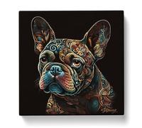 French Bulldog Paisley Art Canvas Print | Gallery Wrapped 30mm Frame Wall Art | 20x20 inches | Ready to Hang | French Animal Picture | Living Room Bedroom Lounge Office