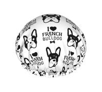 French Bulldog Pattern In Vintage Style Double Layer Elastic Waterproof Shower Cap Reusable Bath Cap